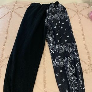 Half Black Half Handkerchief Sweatpants
